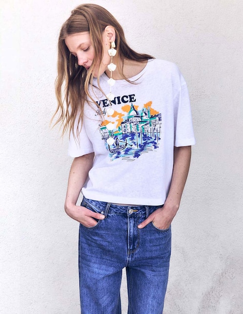Camiseta Sfera cuello redondo manga corta de algodón