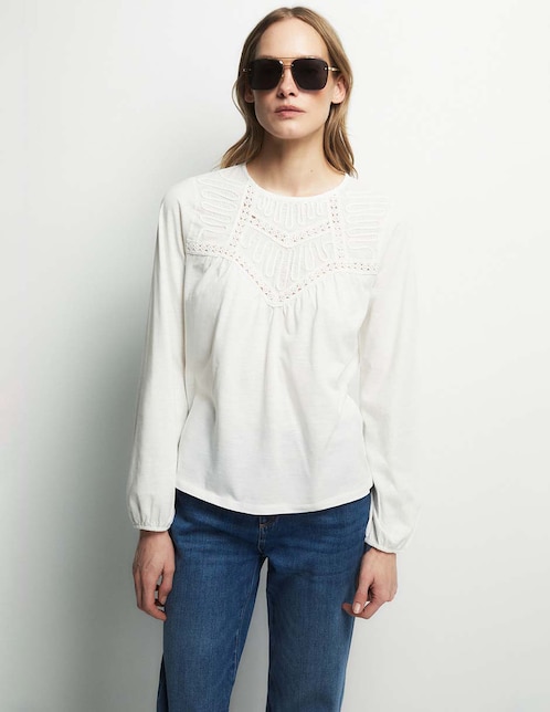 SFERA Camiseta Sfera cuello redondo manga larga de algodón