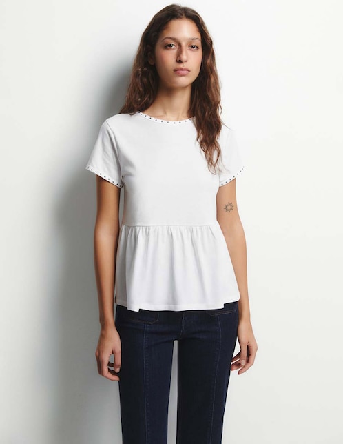 Camiseta Sfera cuello redondo escote medio manga corta de algodón